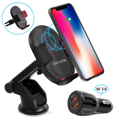 10W Wireless Car Charger, Qi Car Phone Mount, Fast Charge for Samsung Phone, iPhone XS and all enable device